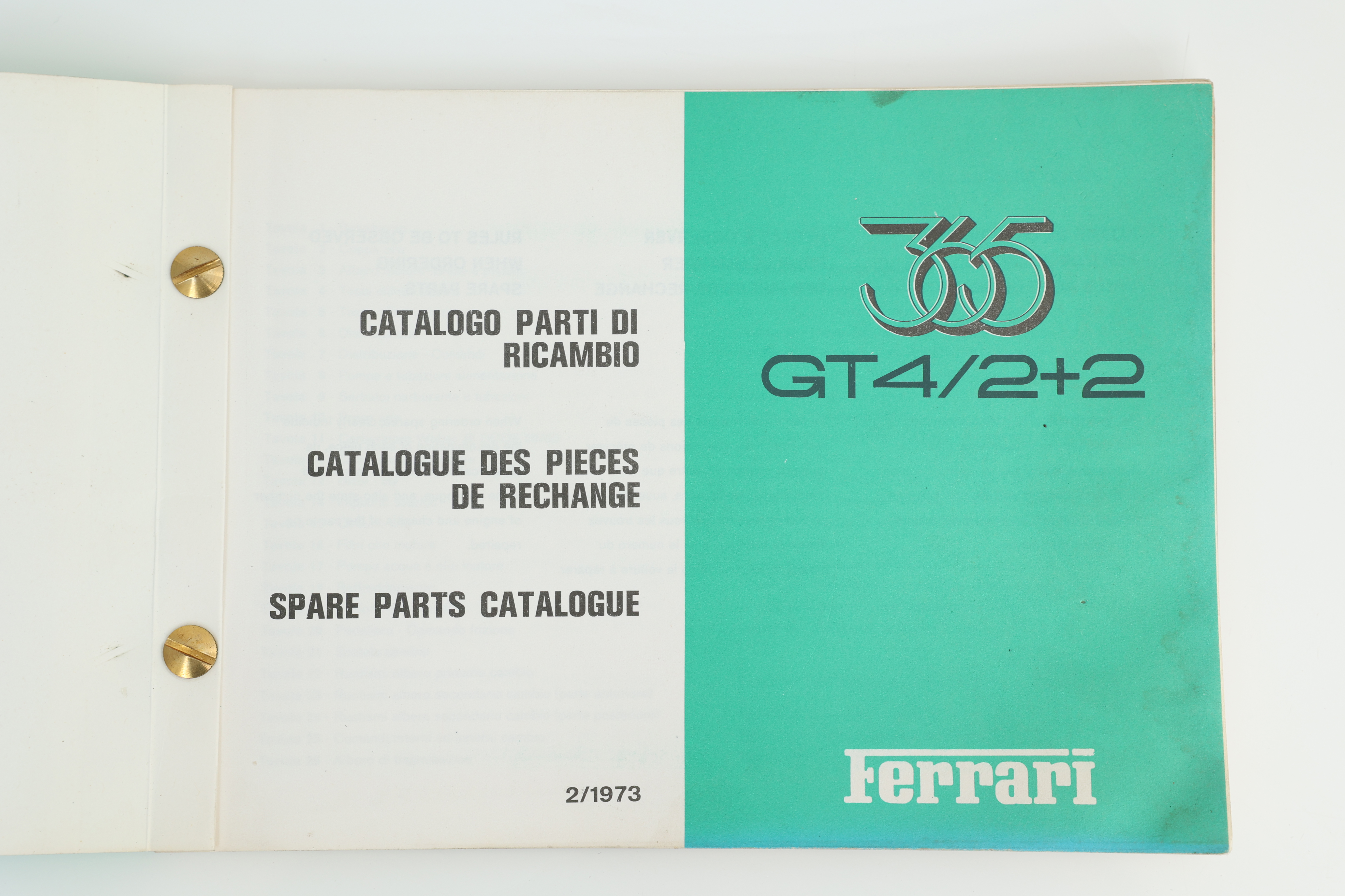 FERRARI MANUALS AND PARTS CATALOGUES for sale by auction in