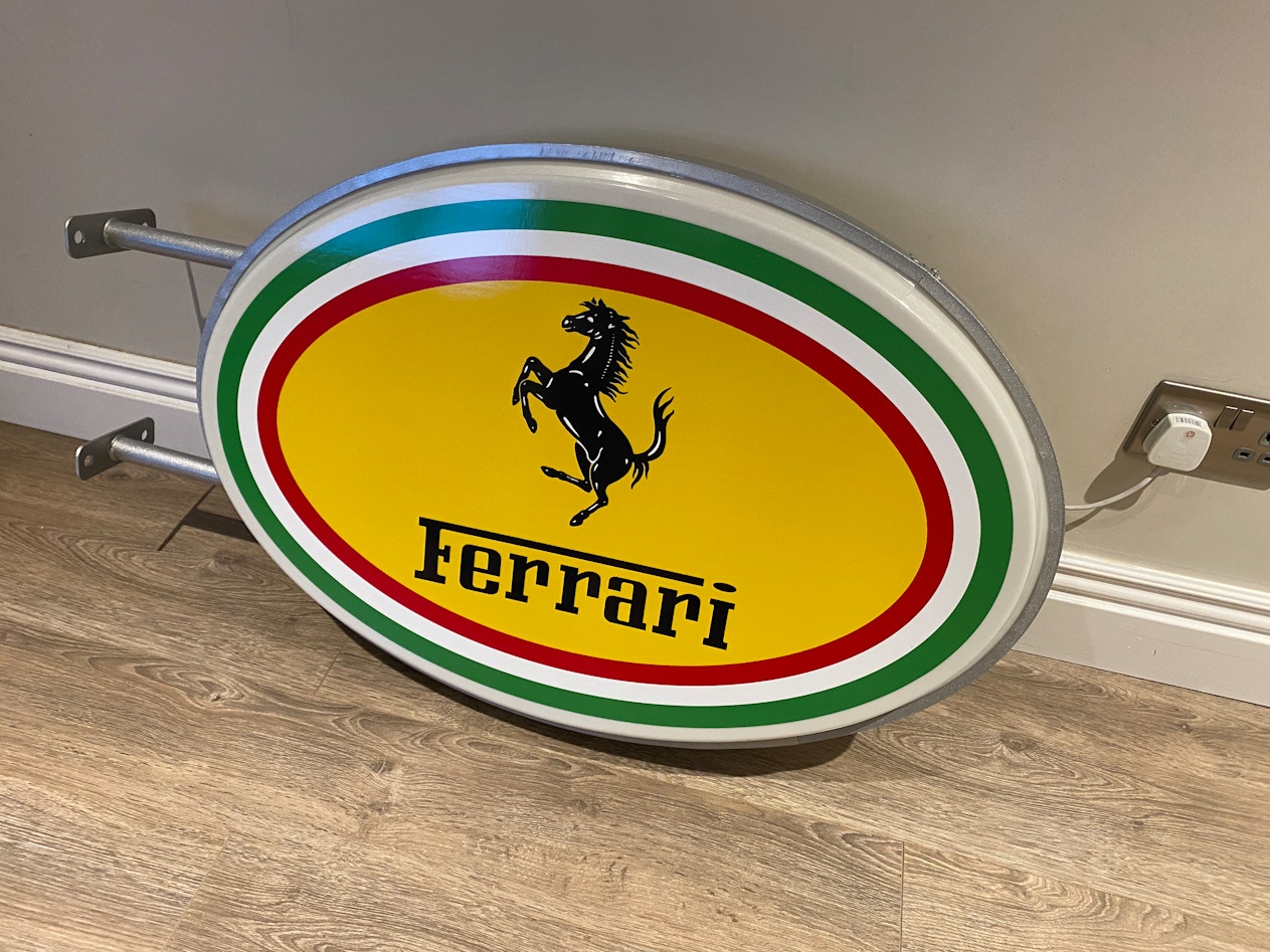 DOUBLE SIDED FERRARI ILLUMINATED SIGN for sale by auction in West Midlands,  United Kingdom