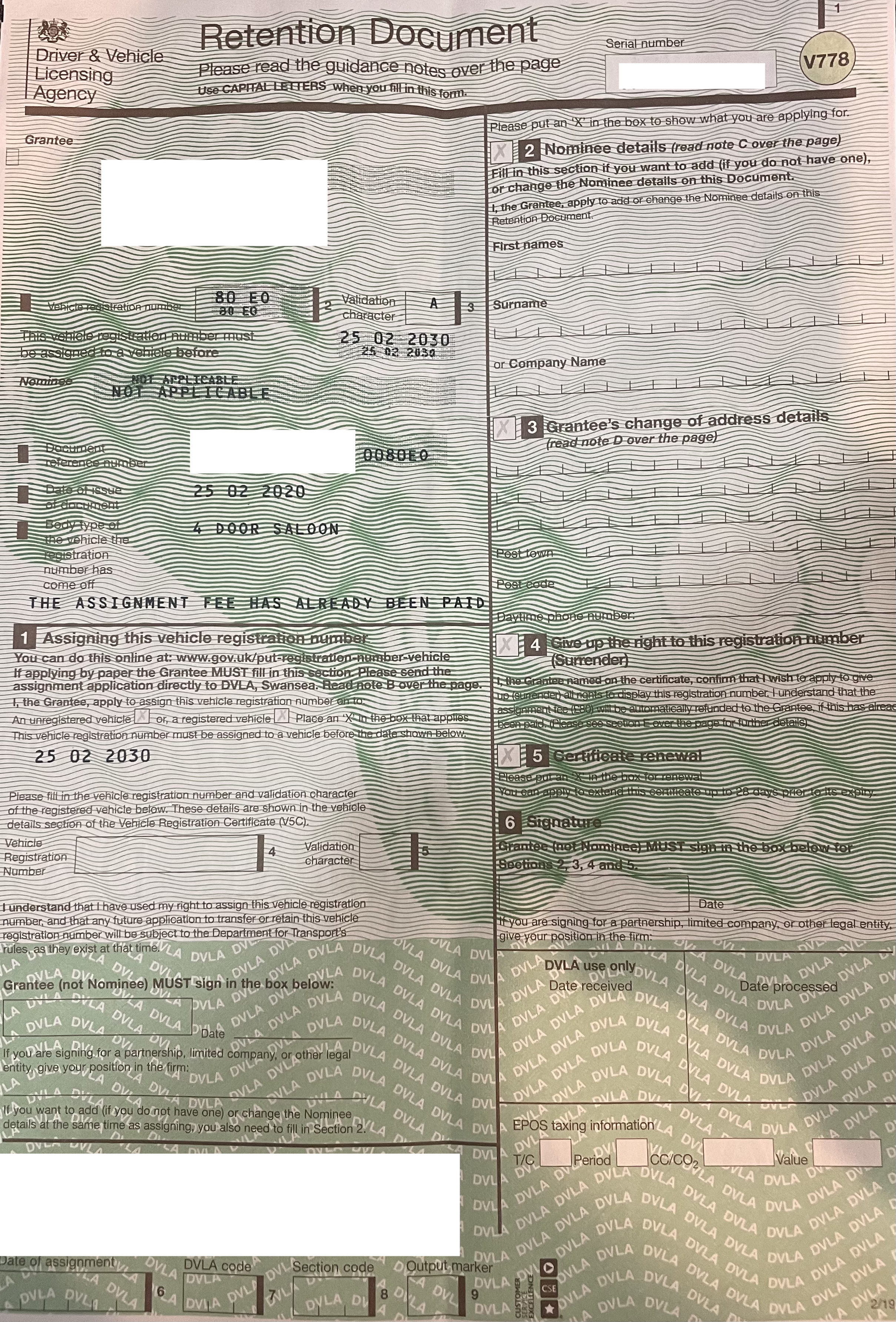 '80 EO' NUMBER PLATE