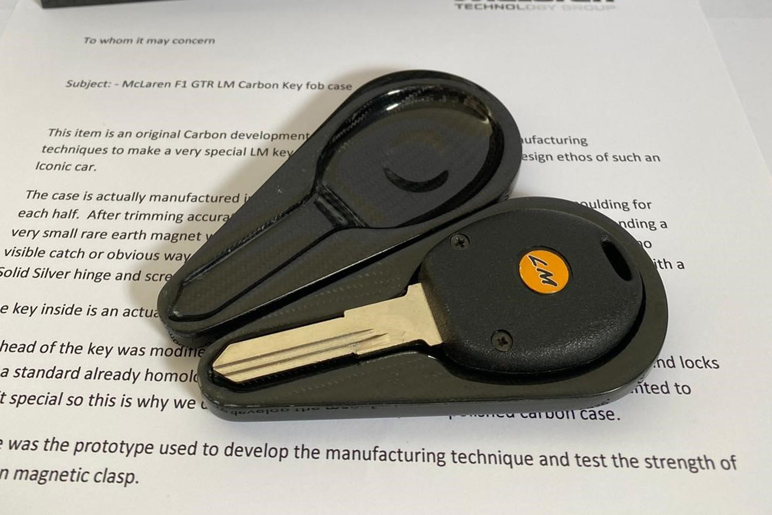 MCLAREN F1 LM KEY WITH PROTOTYPE CARBON KEY CASE for sale by auction in Auckland, New Zealand, New Zealand photo