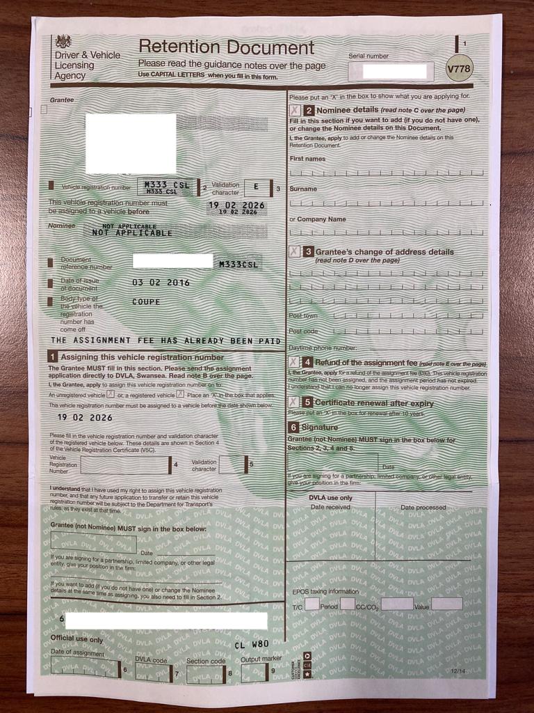 'M333 CSL' NUMBER PLATE for sale by auction in , United Kingdom