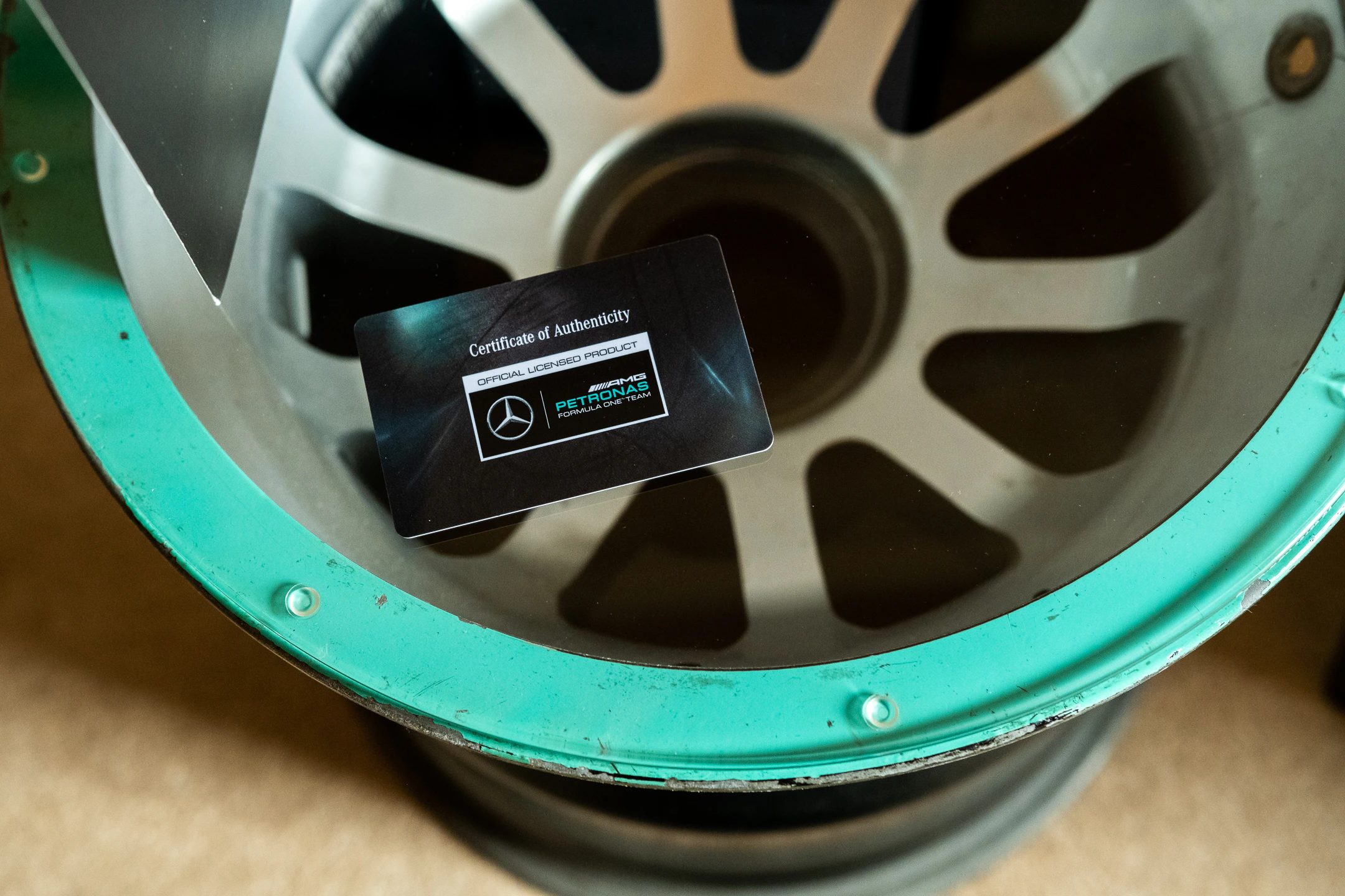 2014 LEWIS HAMILTON RACE USED REAR WHEEL RIM TABLE for sale by auction ...