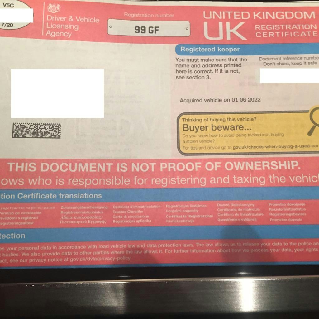 '99 GF' NUMBER PLATE