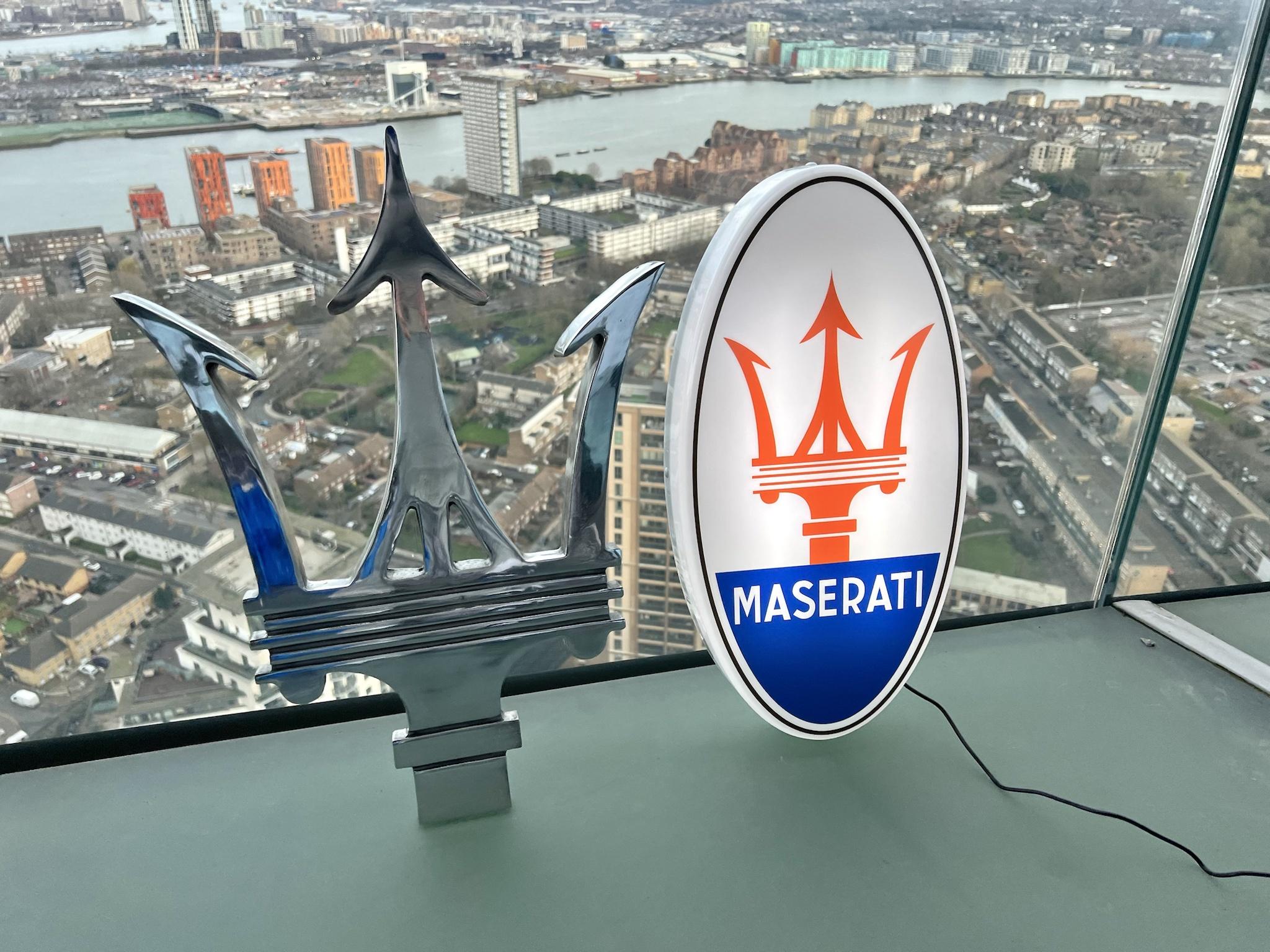 MASERATI TRIDENT AND ILLUMINATED OVAL SIGNS for sale by auction in ...